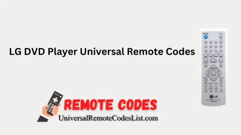 LG DVD Player Universal Remote Codes