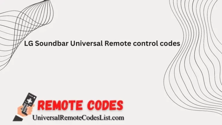 LG Soundbar Universal Remote control codes
