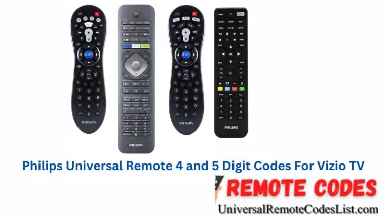 Philips Universal Remote 4 and 5 Digit Codes For Vizio TV