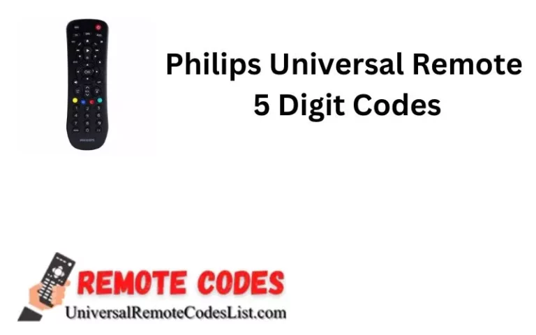 Philips Universal Remote 5 Digit Codes