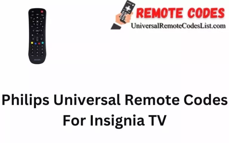 Philips Universal Remote Codes For Insignia TV